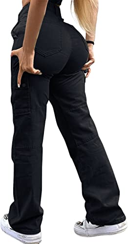 GuYongZ Cargo Pants for Women High Waist Trendy Jeans Skinny Stretch Butt Lifting Work Pants Straight with Pockets Casual Pants