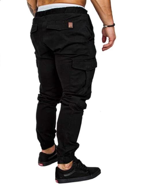 GM MGBOYGYM Mens Fashion Joggers Sports Pants - Cotton Cargo Pants Sweatpants Trousers Mens Long Pants Black-XXL