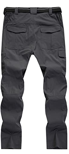 Men's Cargo Work Hiking Pants Lightweight Water Resistant Quick Dry Fishing Travel Camping Outdoor Breathable Multi Pockets Dark Grey M