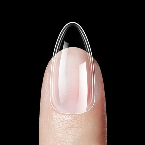 Beetles Gel Nail Kit Easy Nail Extension Set 5 In 1 Nail Glue Gel Base Coat with Pre shaped Medium Almond Soft Gel Nail Tips and Led Nail Lamp Acrylic Nail Clipper for Nail Art Diy Home