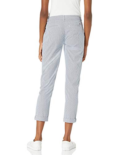 Tommy Hilfiger Hampton Chino Lightweight Pants for Women with Relaxed Fit, Blue/White, 14