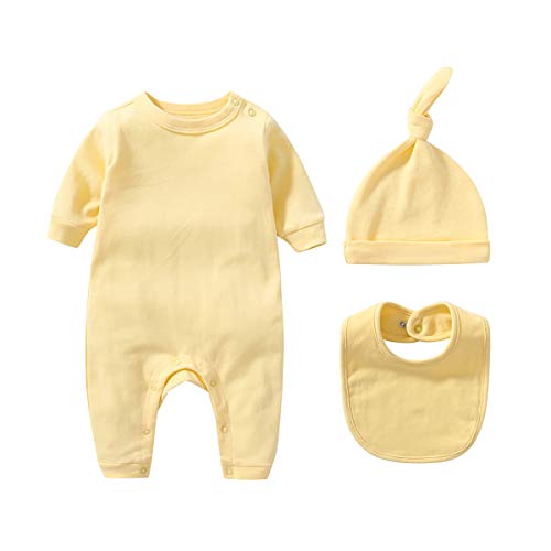 Baby Orangic Cotton Jumpsuit Comfort Christening Clothes Romper+Bib+Hat+Gloves+Shoes+Napkin for 0-3 Month Infant