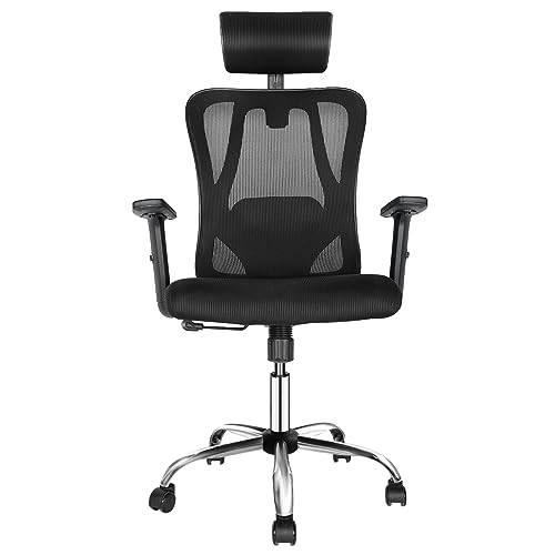 LYJFBD Ergonomic Office Chair Desk Chair with Adjustable Headrest and Armrest Computer Mesh Office Chair with Lumbar Support Executive Swivel Chair for Home Office Study Game