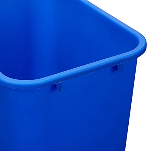 AmazonCommercial 10 Gallon Rectangular Commercial Office Wastebasket, w/ Recycle Logo, 1-Pack, Blue