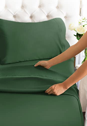King Size Sheet Set - Breathable & Cooling - Hotel Luxury Bed Sheets - Extra Soft - Deep Pockets - Easy Fit - 4 Piece Set - Wrinkle Free - Comfy - Emerald Green Bed Sheets - Kings Sheets - 4 PC