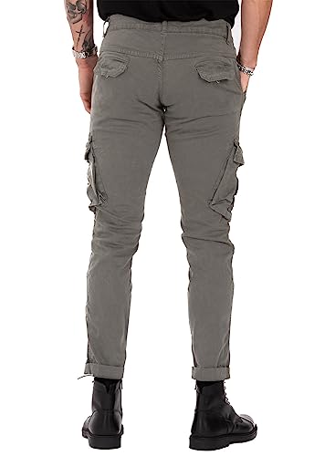 JMIERR Mens Casual Twill Cargo Pants Men Cargo Baggy Pants Waist Stretch Tapered Joggers Sweatpants Pants with Pockets, US38(XL), A Gray