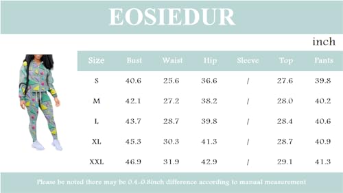 EOSIEDUR Women's Two Piece Outfits Zip Top Jacket and Elastic Waistband Pant Women Sweatsuit Tracksuit Sets, Colourful XXL