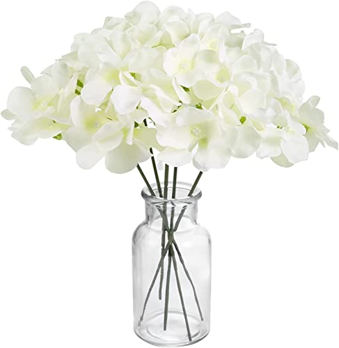 Auihiay 64 PCS Artificial Hydrangea Flowers, Silk Hydrangea Artificial Flowers Heads with Stems, Full Hydrangea Flowers for Wedding Centerpieces, Baby Shower, Home Garden Party Decoration (Ivory)