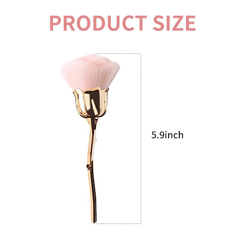 2 Pcs Rose Makeup Brushes Nail Fust Brush Powder Cleaner Brushes Soft Brush Acrylic Nail Arts Manicure UV Gel Nail Polish Nylon Brush UV Gel Nail Polish Nylon Brush DIY Design Tools