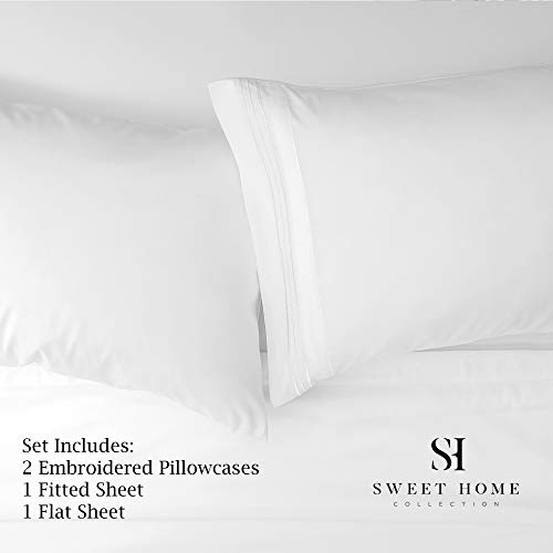 Sweet Home Collection Bed Sheet Set, 4-Pieces, Queen, White