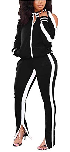 TOPONSKY Outfit Women Winter Outfits Sets 2 Piece Tracksuit Long Women's Black L