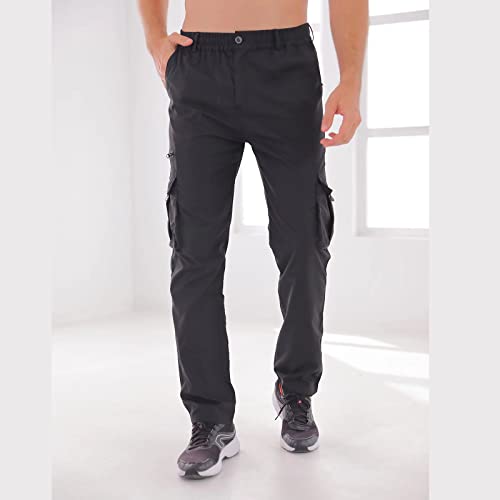 Men Casual Cargo Pant Lightweight Tactical Pant Hiking Jogger Classic Fit Multi Pockets XXL