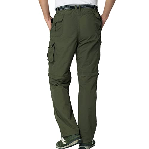 JOMLUN Men’s Hiking Pants Zip Off Cargo Pants Lightweight Quick Dry Convertible Outdoor Shorts Army Green