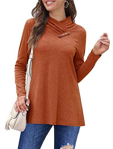 Womens Long Sleeve Tops for Fall Casual Cute Outfits Juniors Tops Clothing Caramel L