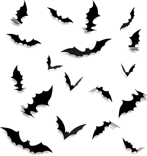 128PCS/4SIZE 3D Bats Sticker, Halloween Party Supplies Reusable Decorative Scary Wall Decal for Home Decor DIY Wall Decal.