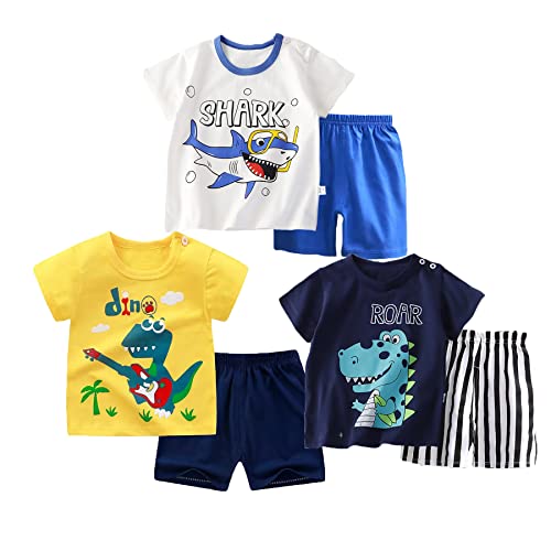 Infant Baby Boys' Summer Short Sets Clothes for Toddler Boy's 2 Piece Cotton Clothing Set Top Shorts Outfits