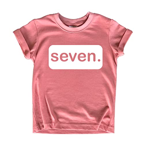 7th Birthday Girl Shirt 7 Years Old Seven Outfit Seventh Tshirt Gift Girls top 7 (Mauve, Youth S(8))