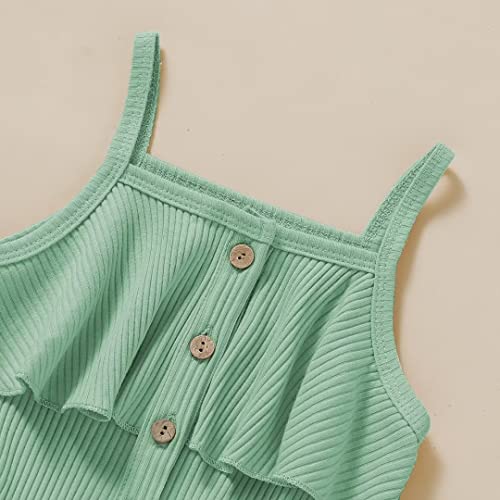 2 Year Old Girl Clothes Summer Toddler Baby Strap Sleeveless One Piece Romper Casual Summer Jumpsuit, Green Suspender Clothes 2-3T/100cm