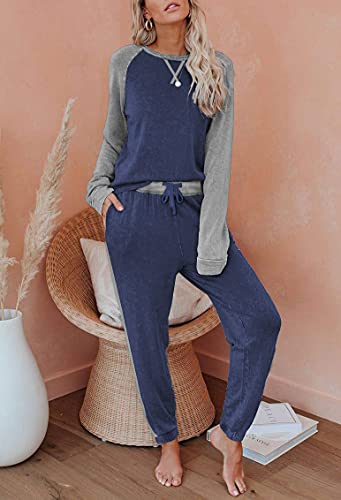 Ekouaer Women's 2 Piece Outfits Set Long Sleeve Sweatsuits Sets Soft Jogger Sets with Pockets