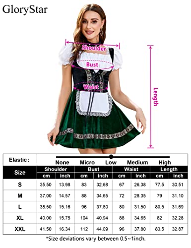 GloryStar Women's German Dirndl Dress Traditional Bavarian Beer Garden Oktoberfest Costumes One Piece Cute Beauty M