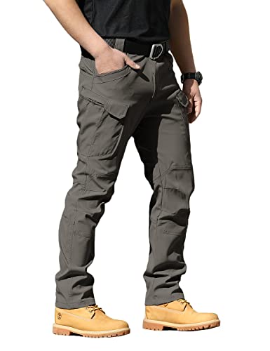 AUTIWITUA Men's Tactical Pants Water Resistant Flex Ripstop Cargo Pants Lightweight Outdoor Work Hiking Pants with Multi Pockets(No Belt)