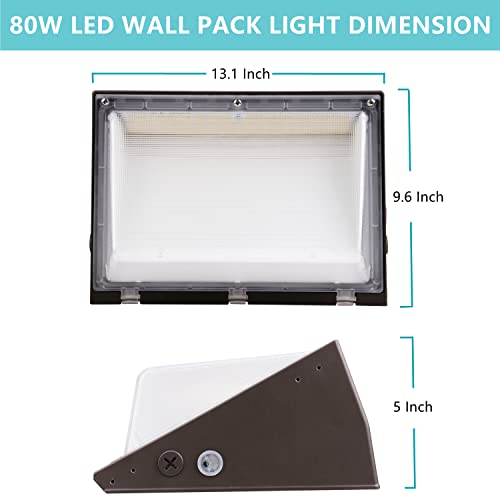 Dimmable 120W LED Wall Pack Light with Dusk to Dawn Photocell, 100-277V 16800LM 800-1000W HPS/HID Equiv., 5000K Daylight Outdoor Security Lighting, UL/DLC Commercial Wall Mount Lights for Building