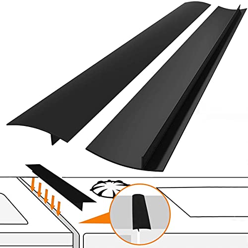 Kitchen Stove Counter Gap Cover (2 Pack) Silicone Gap Cover with Heat Resistant Wide & Long Gap Filler Used for Protect Gap Filler Sealing Spills in Kitchen Counter, Stovetops Black 21 Inches