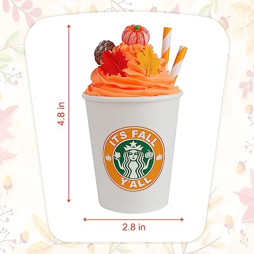 AKEROCK Fall Decor, 2 PCS Paper Cups Filled with Artificial Whipped Cream for Table, Tiered Tray, Coffee Bar - Fall Signs for Home Decor