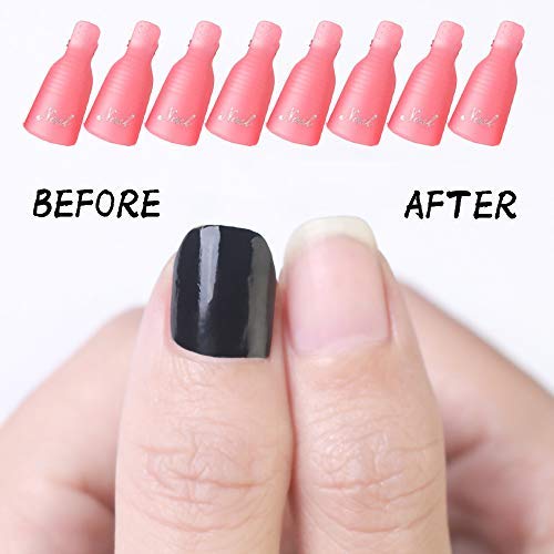 HiMo 10PC Plastic Acrylic Nail Art Soak Off Cap Clip UV Gel Polish Remover Wrap Tool (Pink)