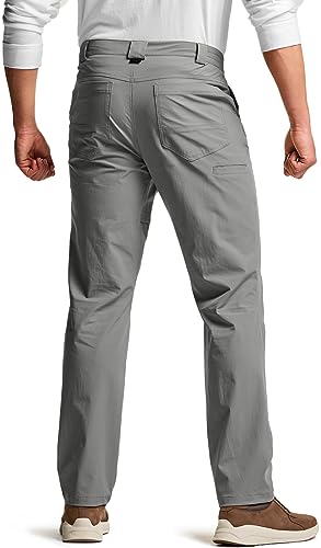 CQR Men's Quick Dry Tactical Pants, Water Resistant Outdoor Pants, Lightweight Stretch Cargo/Straight Work Hiking Pants, Shenandoah Sage, 34W x 34L