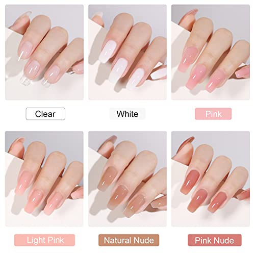 GAOY Poly Gel Nail Kit with U V Light, 6 Pcs Builder Gel Nail Extension Kit for Beginners with Everything Nail Art DIY at Home