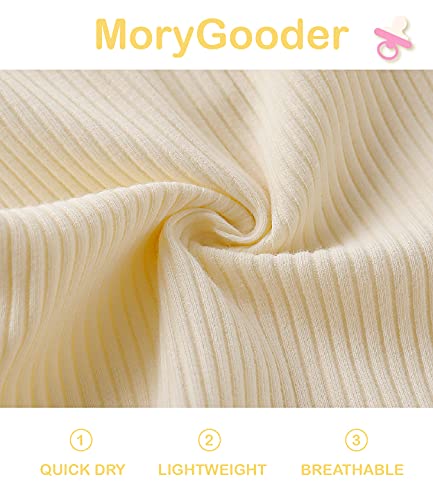 MoryGooder Newborn Cotton Nightgowns Neutral Knotted Sleeper Baby Coming Home Outfit (White,0-6 Months)