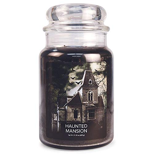 Village Candle Haunted Mansion Large Glass Apothecary Jar, Scented Candle, 21.25 oz., Black