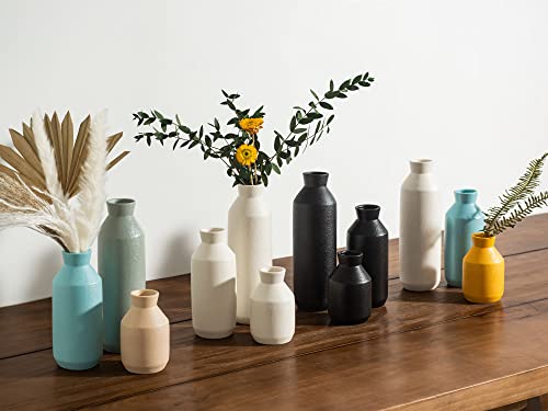 Labcosi Flower Vase for Living Room Decor, Ceramic Vase for Farmhouse Décor, White Vases for Shelf, Tall Ceramic Vase for Centerpiece Table Decorations, Set of 3