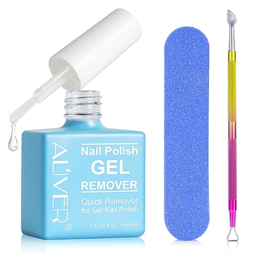 Gel Nail Polish Remover, Peel off in 3-5 Min, Quick & Easy Removes Gel Nail, Acrylic & Shellac Nails with Nail File + Nail Polish Scraper, Do Not Hurt Your Nails