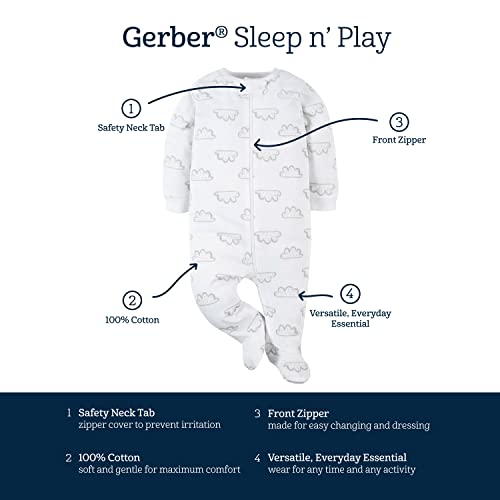 Gerber Baby Boy's 4 Pack Sleep 'N Play Footie, Transportation Zone, 0-3 Months