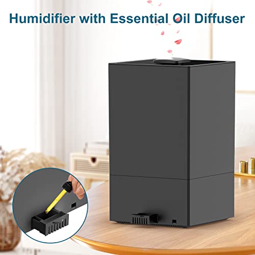 6L Humidifiers for Bedroom Large Room, Cool Mist Humidifiers for Baby Nursery Plants with Essential Oils Diffuser, 360° Rotatable Double Spray Outlet Nozzle, Auto-Shut Off, Sleep Mode,Quiet