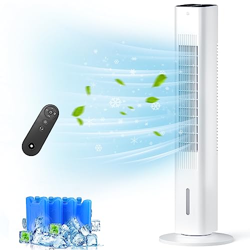 COZZYBEN Cooling Tower Fan Standing Floor Fans Bladeless Portable Evaporative Air Cooler Ventless Ac Unit no Window for Room Bedroom Indoor Home