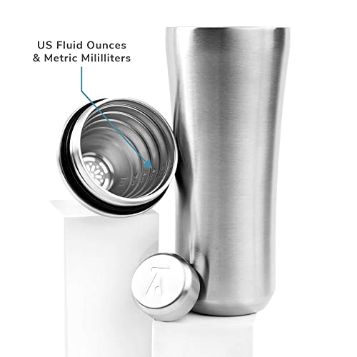 Elevated Craft Hybrid Cocktail Shaker - Premium Vacuum Insulated Stainless Steel Cocktail Shaker - Innovative Measuring System - Martini Shaker for the Home Bartender - 28oz Total Volume