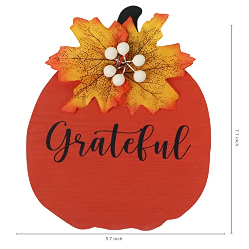 Esur Fall Decorations for Home, Rustic Fall Tabletop Counter Decor, Thanksgiving Decor Gifts - Thankful Grateful Blessed