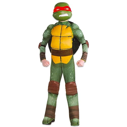 Teenage Mutant Ninja Turtles Costumes for Boys - TMNT Halloween Costume for Kids with Muscle Bodysuit, Mask, Shell, More (Raphael, 12-14)