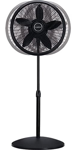 Lasko Oscillating Pedestal Fan, Adjustable Height, 3 Speeds, for Bedroom, Living Room, Home Office and College Dorm Room, 18", Black, 1827