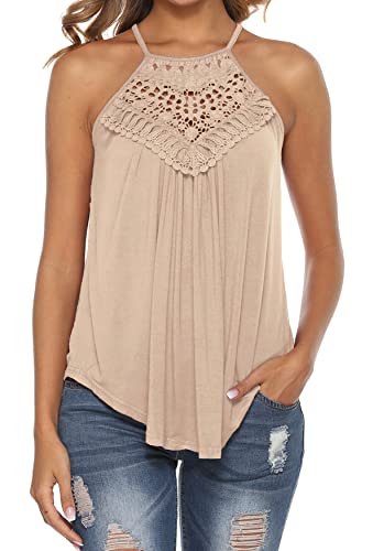 Casual Tops for Women Trendy Halter Ruffle Sleeveless Tunic Tank Tops Cute Summer Outfits Large