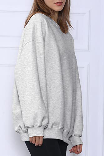 EFAN Sweatshirts Hoodies for Women Oversized Sweaters Fall Outfits Clothes 2023 Crew Neck Pullover Tops Casual Soft Winter Fashion Grey