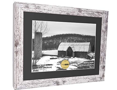 Creative Picture Frames 8x10 Opening Black Mat in our 11x14-inch Barn Wood Picture Frame Includes Glass, Easel with Installed Wall Hanger