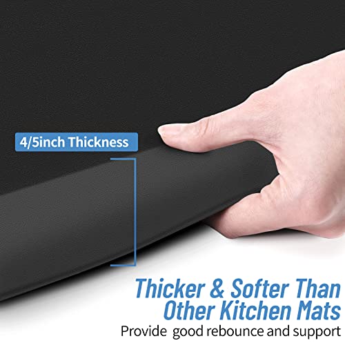 4/5 Inch Thick Kitchen Mats for Floor,Home & Kitchen Rug,Anti-Fatigue Mats,Waterproof Non-Slip Kitchen Mats,Comfort Standing Mat for Kitchen,Floor,Office,Sofa (17.3''x24'' Black)