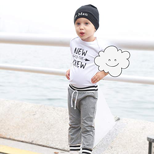 Renotemy Newborn Baby Boy Clothes Short Sleeve Romper Outfits Set New to The Crew Outfits Baby Boy Clothes 0-3 Months