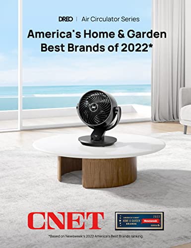 Dreo Table Fans for Home Bedroom, 9 Inch Quiet Oscillating Floor Fan with Remote, Air Circulator Fan for Whole Room, 70ft Powerful Airflow, 120° Adjustable Tilt, 4 Speeds, 8H Timer