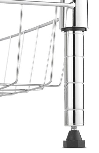 Whitmor Supreme Stacking Shelf with Basket - Adjustable Home Organizer - Chrome