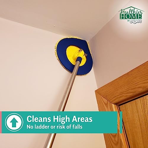 CHOMP Long Handle Wall Cleaner, 5 Minute CleanWalls Extendable Wall Washer, Ceiling Cleaner, Baseboard Duster, Telescoping Dry Dust and Wet Wash Cleaning Mop with Washable Microfiber Pad